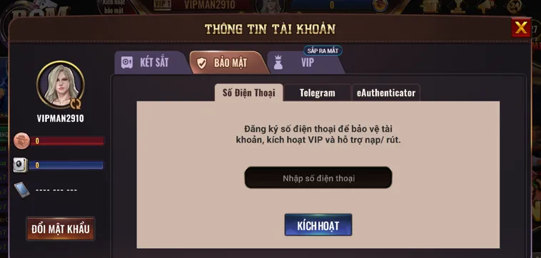 Bảo mật đa tầng an toàn cho người chơi.