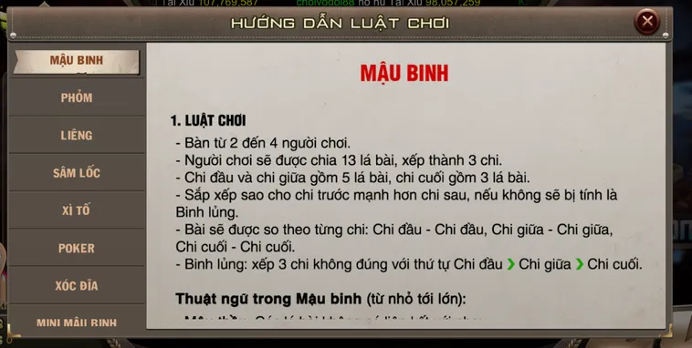 Hướng Dẫn Cách Chơi Mậu Binh Tại BomWin Hiệu Quả Nhất Cho Game Thủ