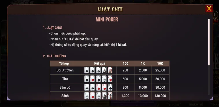Slot Game Mini Poker Tại BomWin Trải Nghiệm Giải Trí Đỉnh Cao Nhận Thưởng Lớn