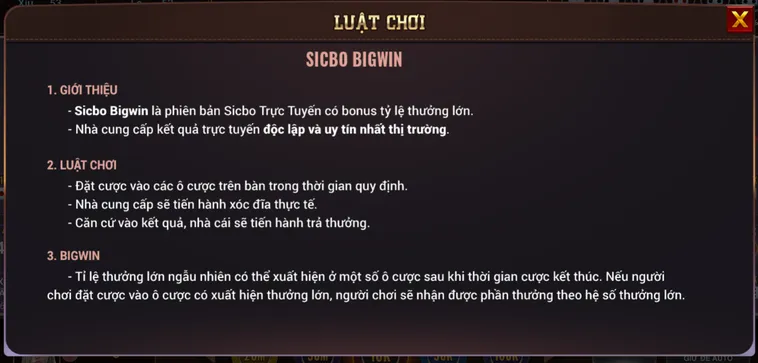 Trải Nghiệm Đỉnh Cao Với Sảnh Sicbo BigWin Tại BomWin Hấp Dẫn Nhất Hiện Nay