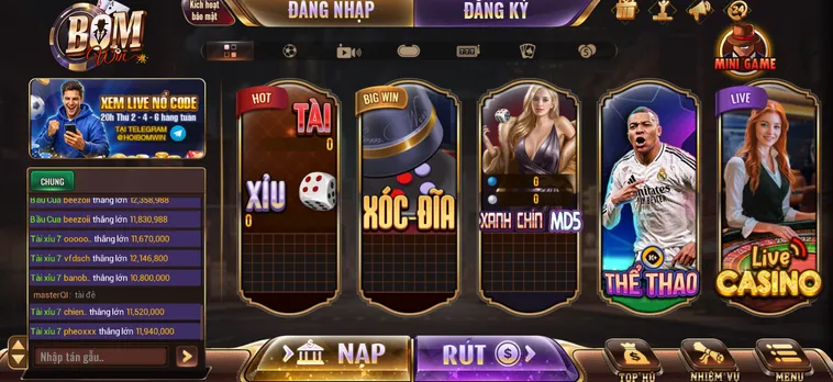 Cổng game BomWin bùng nổ ưu đãi với tỷ lệ hoàn trả 2.5% vô tiền khoáng hậu, xanh chín đỉnh cao và bảo mật tuyệt đối, click ngay nhận code 100K free!
